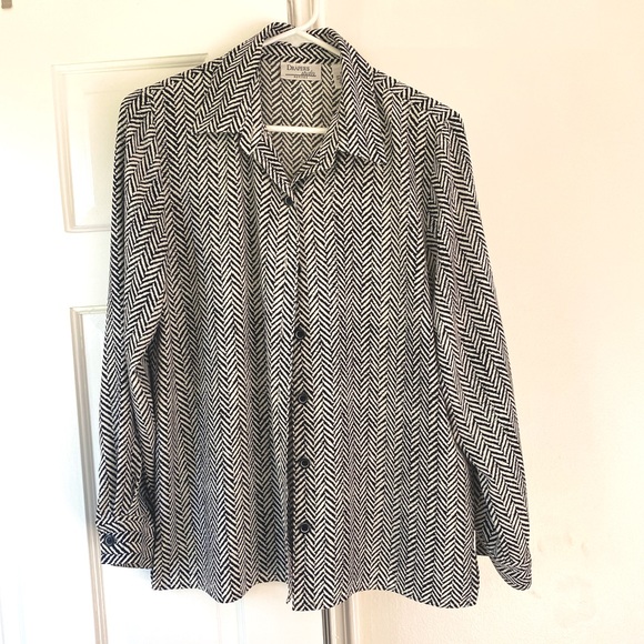 Vintage Herringbone Print Boxy Blouse - Picture 1 of 5